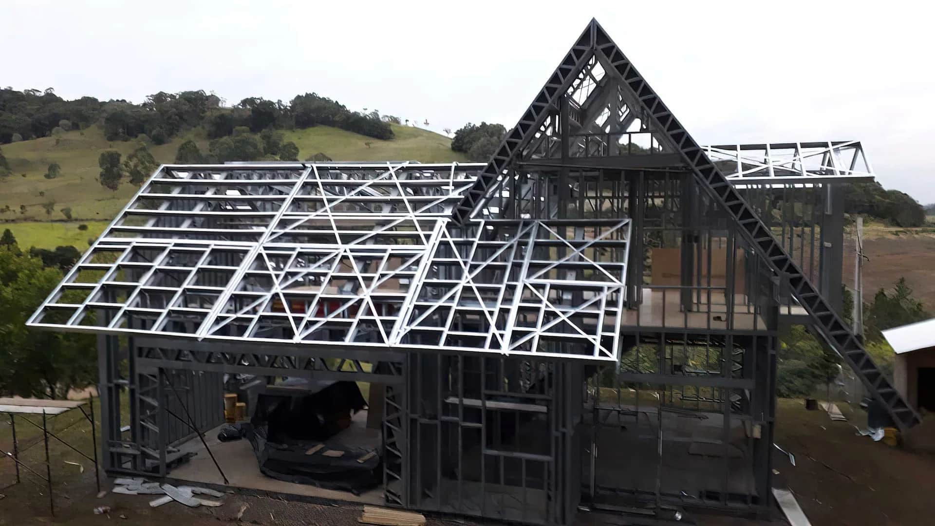 Estrutura em Light Steel Framing do Chalé em São Lourenço do Oeste, SC